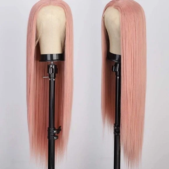 26” PINK 13x4 Long Straight Lace Front Wig NEW
